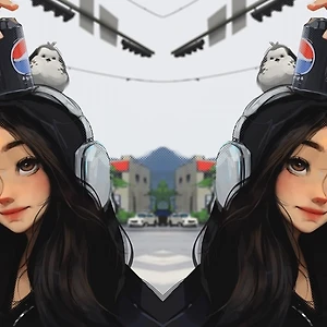 2 cô gái đang có 1 chú chim đậu trên đầu