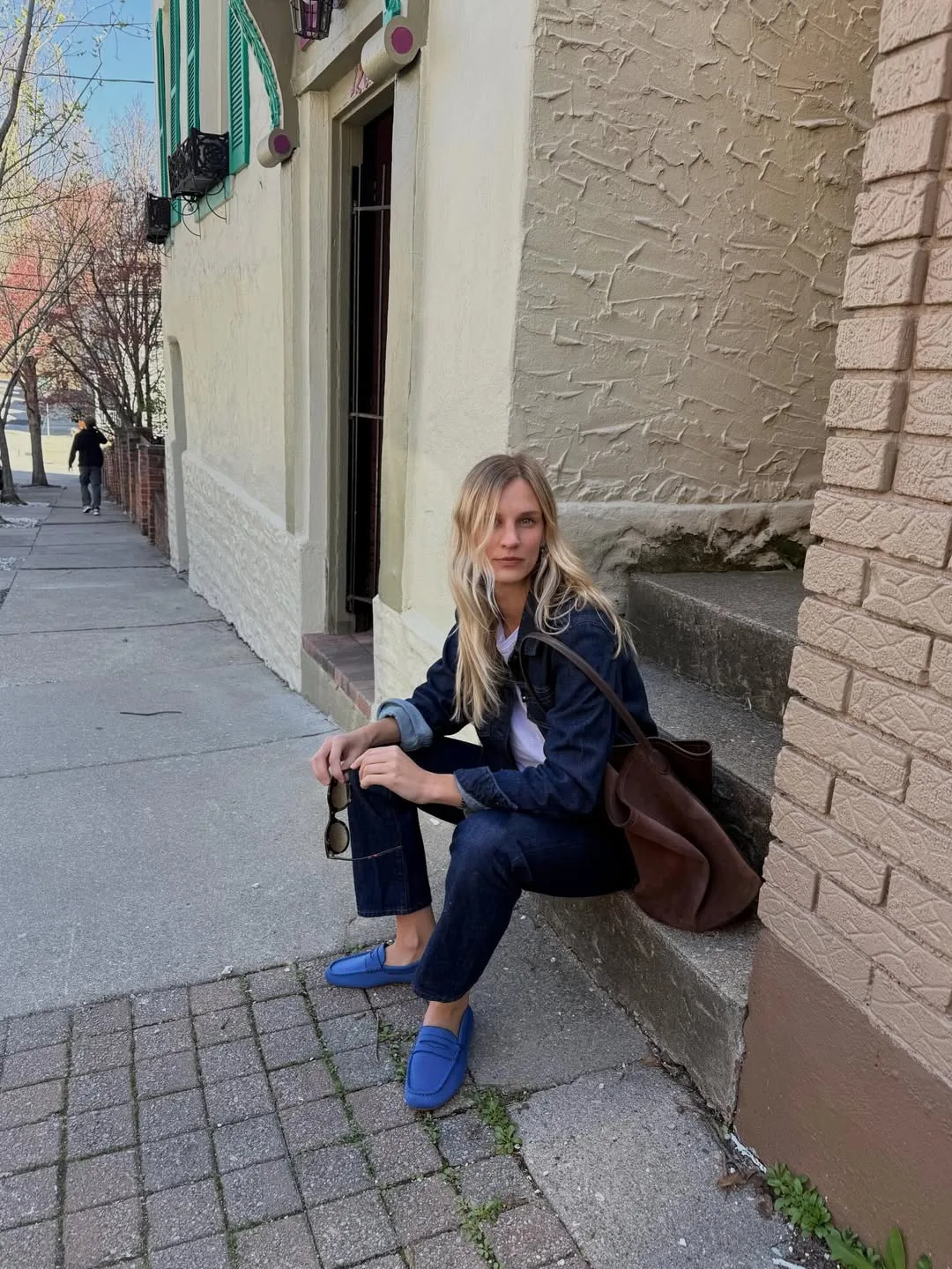 giày loafers xanh cerulean