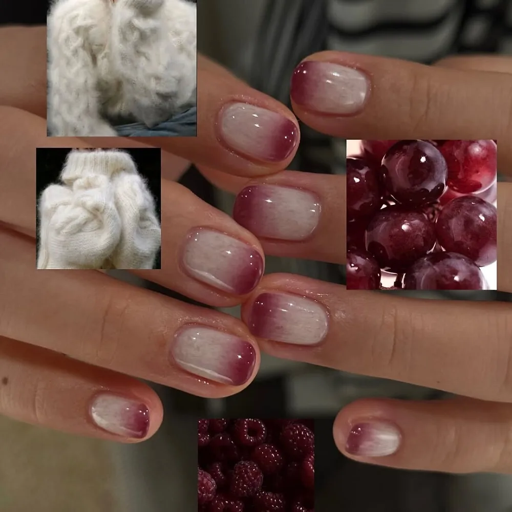 bàn tay sơn mẫu nail ombre đỏ rượu vang hợp dịp Tết