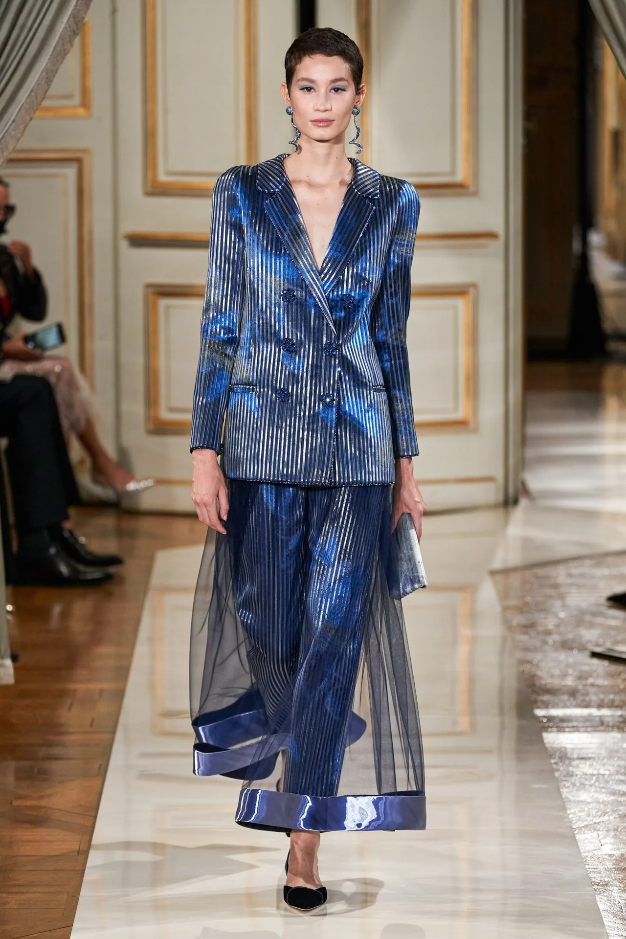 set suit ánh kim xanh dương