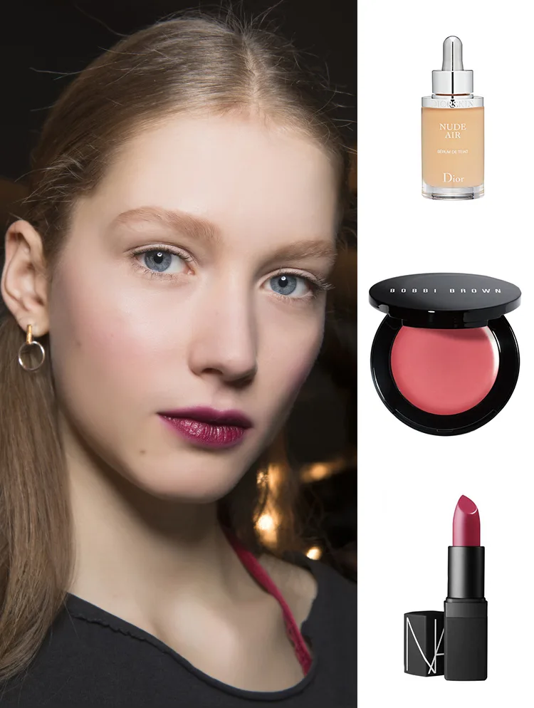 Sản phẩm gợi ý: Kem nền Dior, má hồng dạng kem Bobbi Brown, son môi Nars