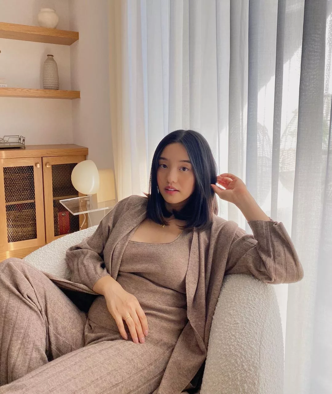 đồ ngủ dệt ki màu nâu