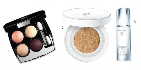 1.Bộ màu mắt Chanel 2.Kem nền Cushion Lancôme 3.Sữa dưỡng sáng da Crescent White Esteé Lauder