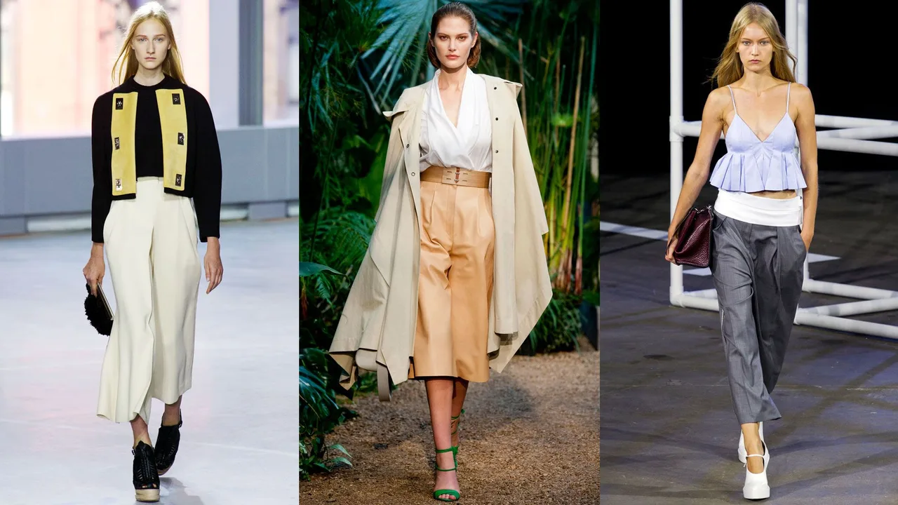 quần lửng culottes trên sàn runway