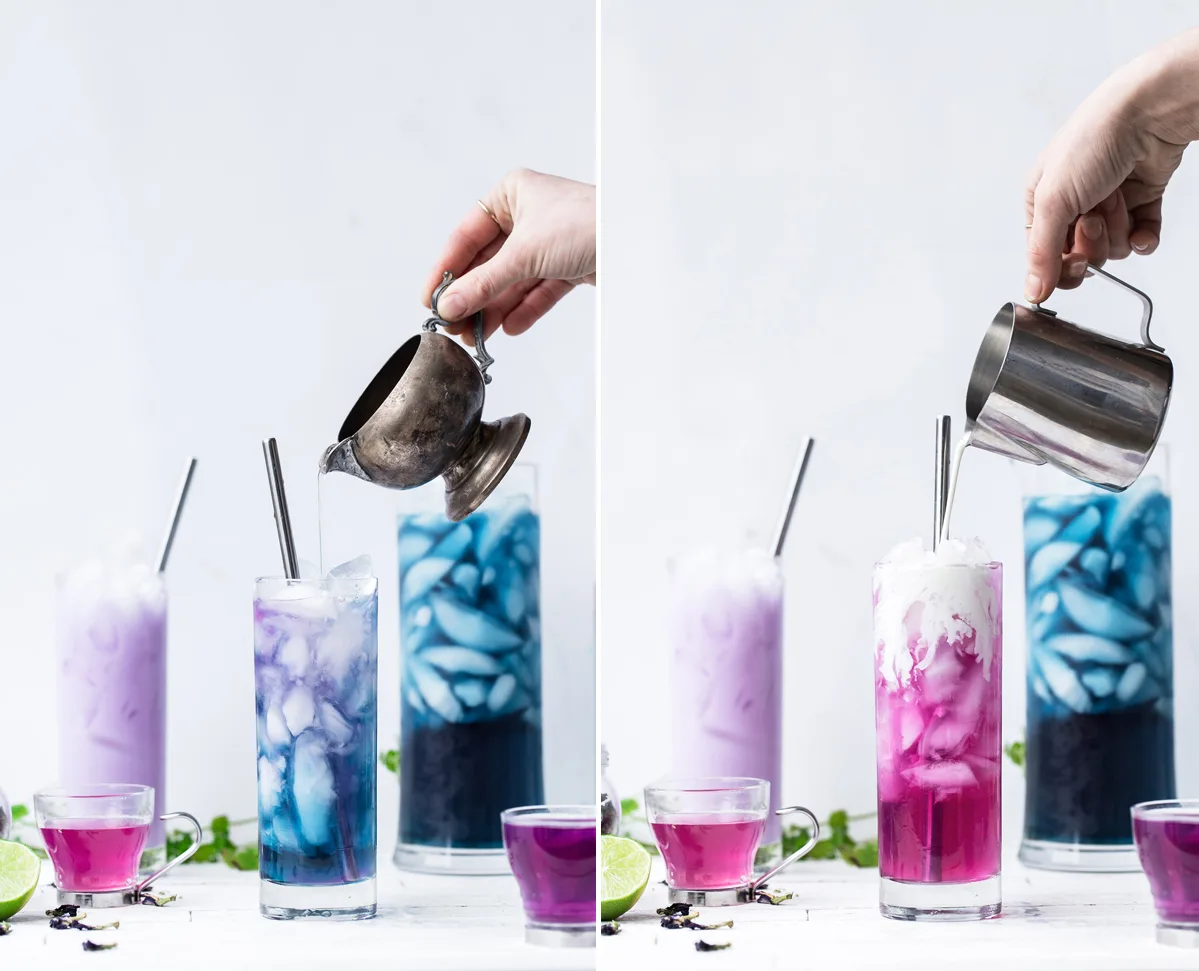 pha chế mojito hoa đâu biếc