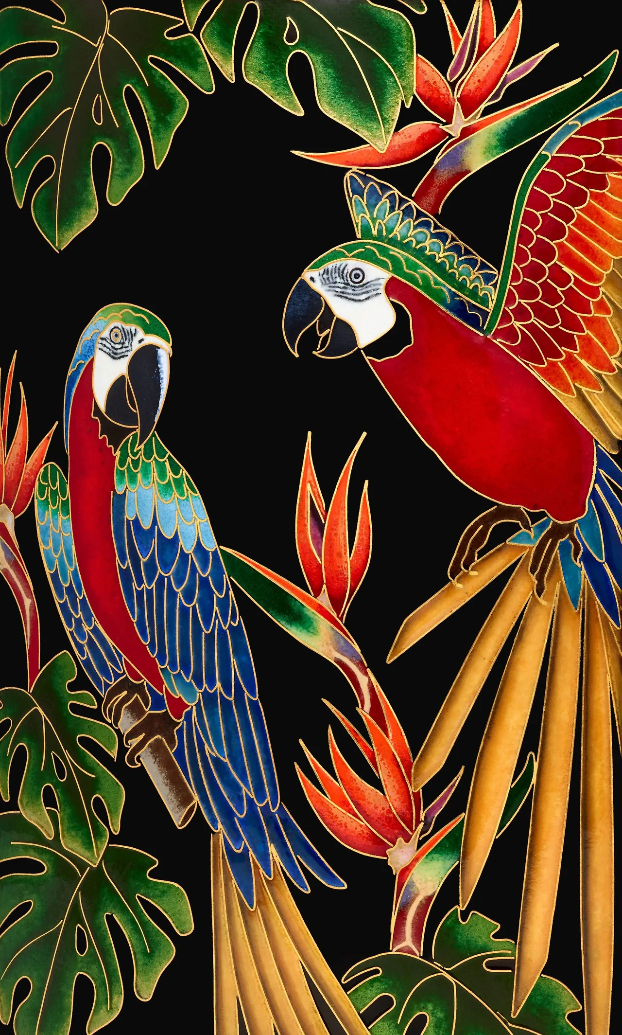 Đồng hồ vòm để bàn Reference 22000M-001 mang tên "Macaws"