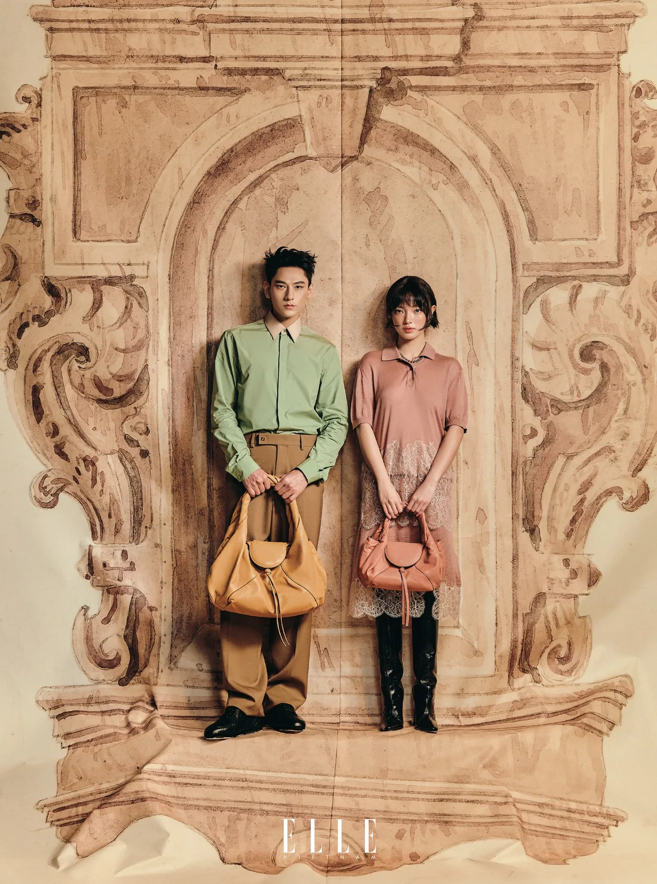 Isaac và Châu Bùi diện thời trang fendi