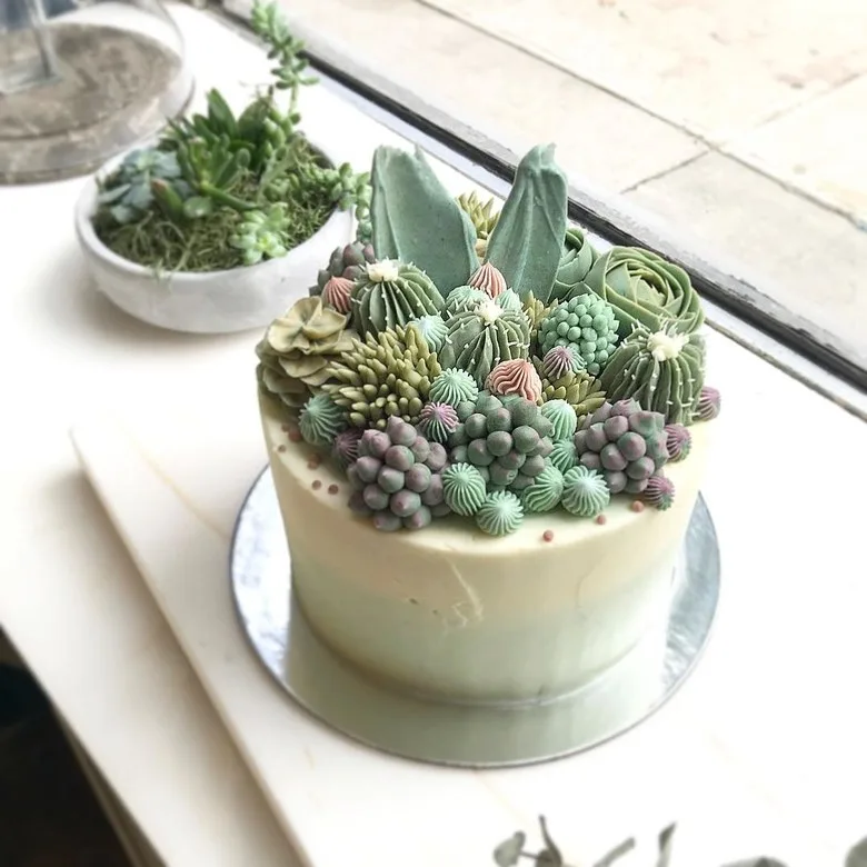 bánh kem hình xương rồng 1