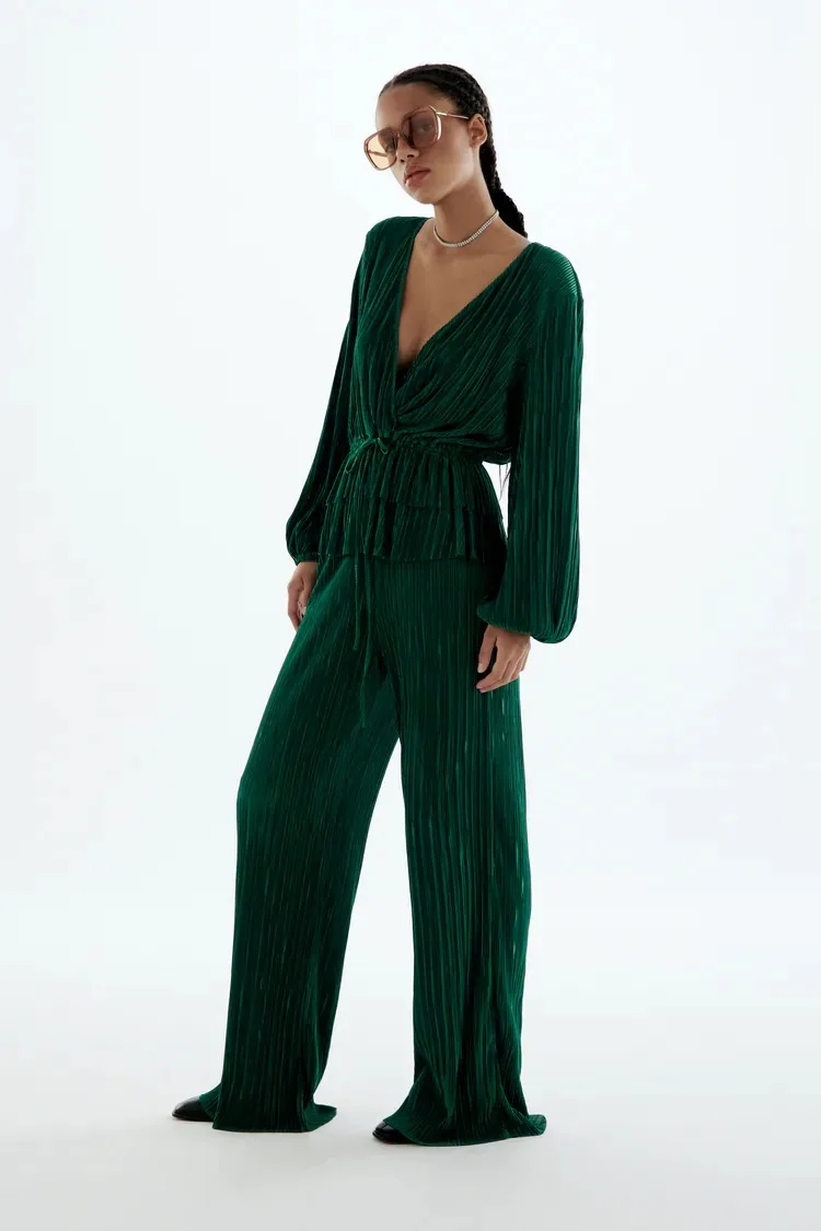 Zara Finely Pleated Palazzo Trousers.
