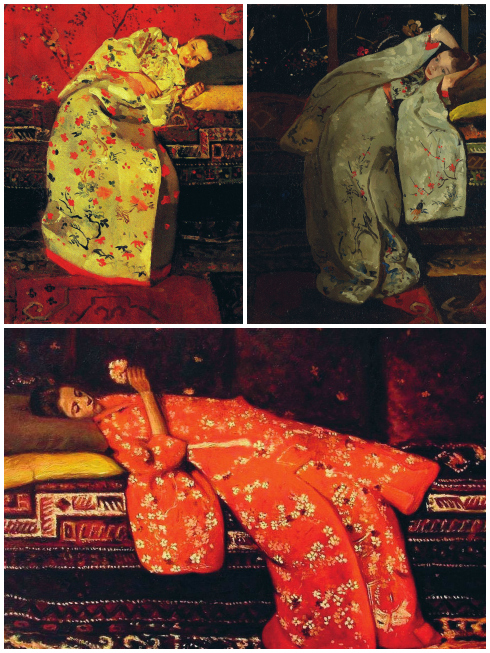 Loạt tranh cô gái mặc kimono.
