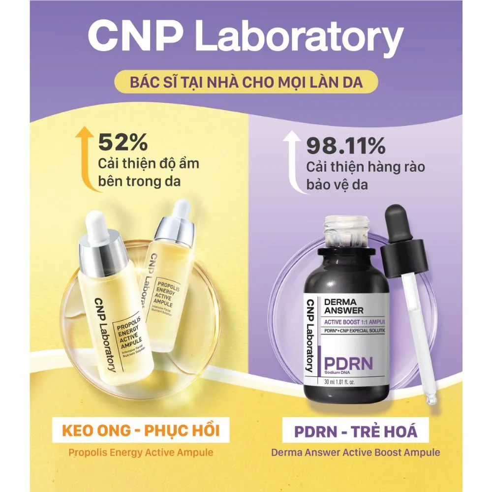 Hình ảnh tinh chất keo ong và tinh chất PDRN của CNP.