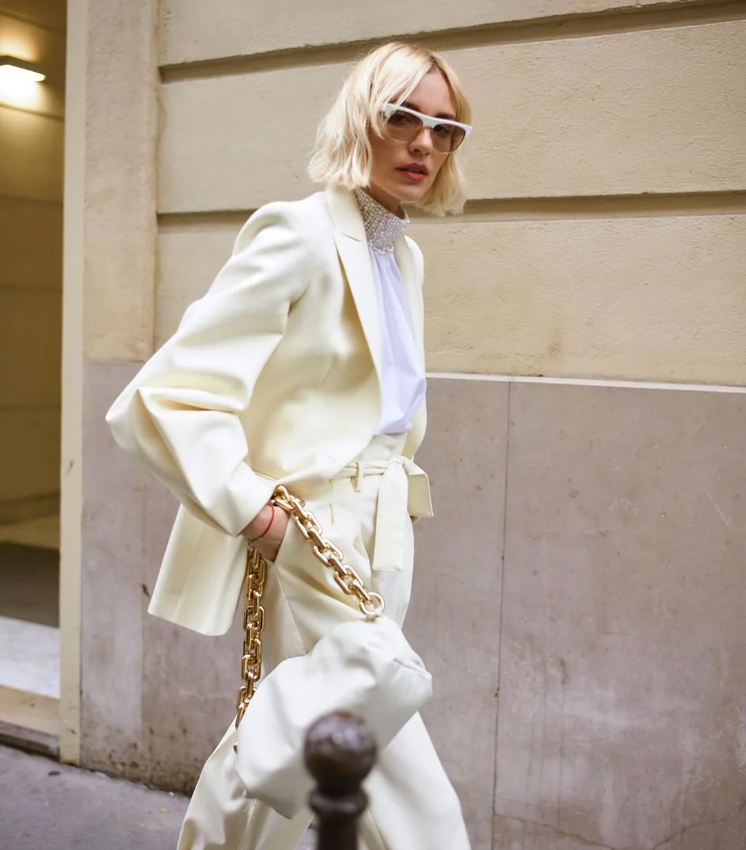 Túi quai xích trắng Bottega Veneta