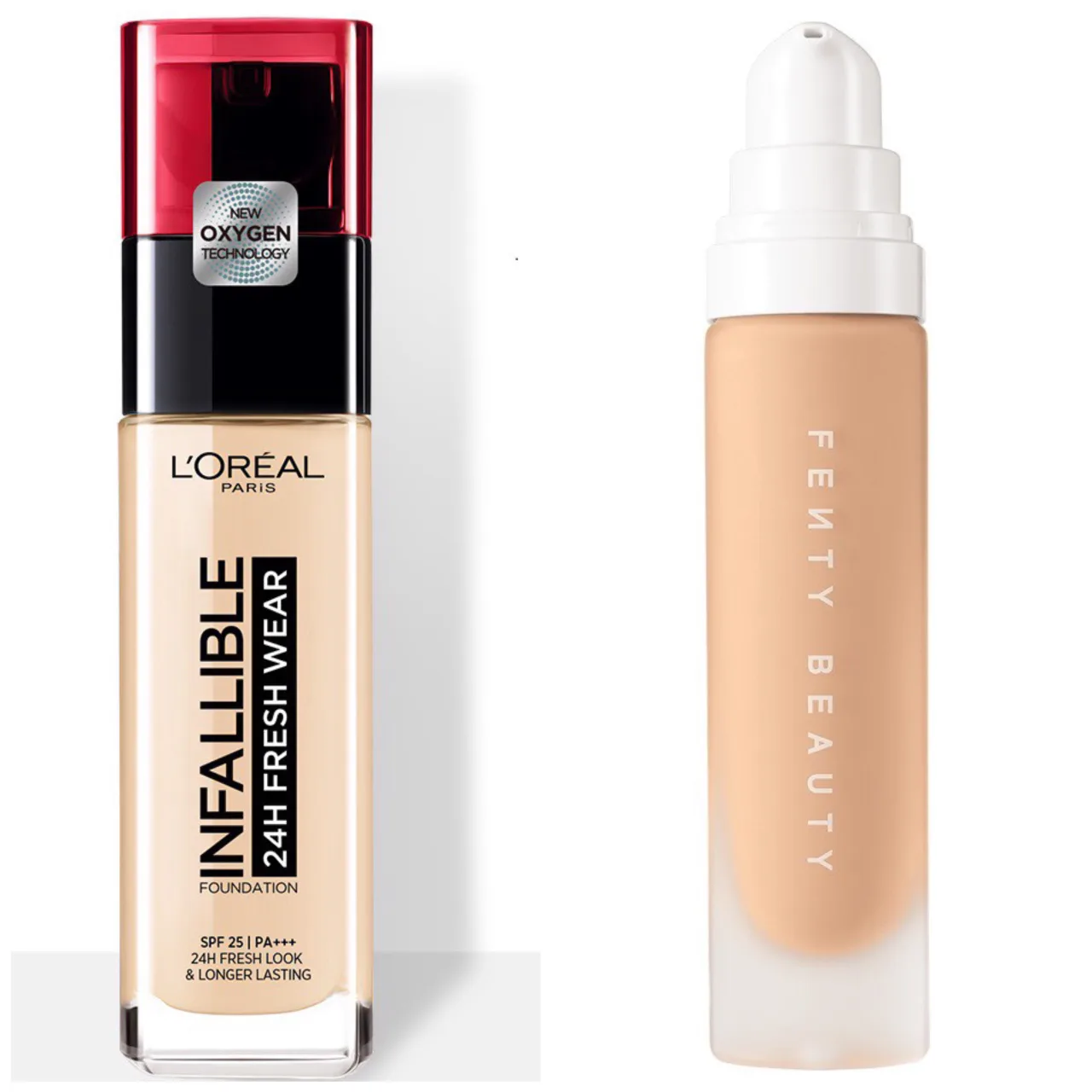 dupe kem nền Fenty Beauty Pro Filt’r Soft Matte Longwear Foundation Fenty Beauty Pro Filt’r Soft Matte Longwear Foundation và Loreal Infallible 24hr Fresh Wear Foundation