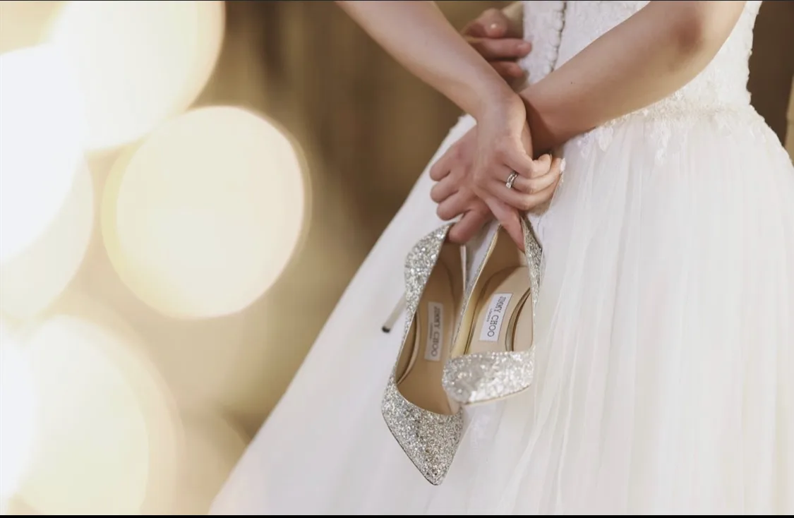 JimmyChoo Romy 100mm Bridal high pumps with wedding dress JimmyChoo Romy 100mm Bridal high pumps with wedding dress