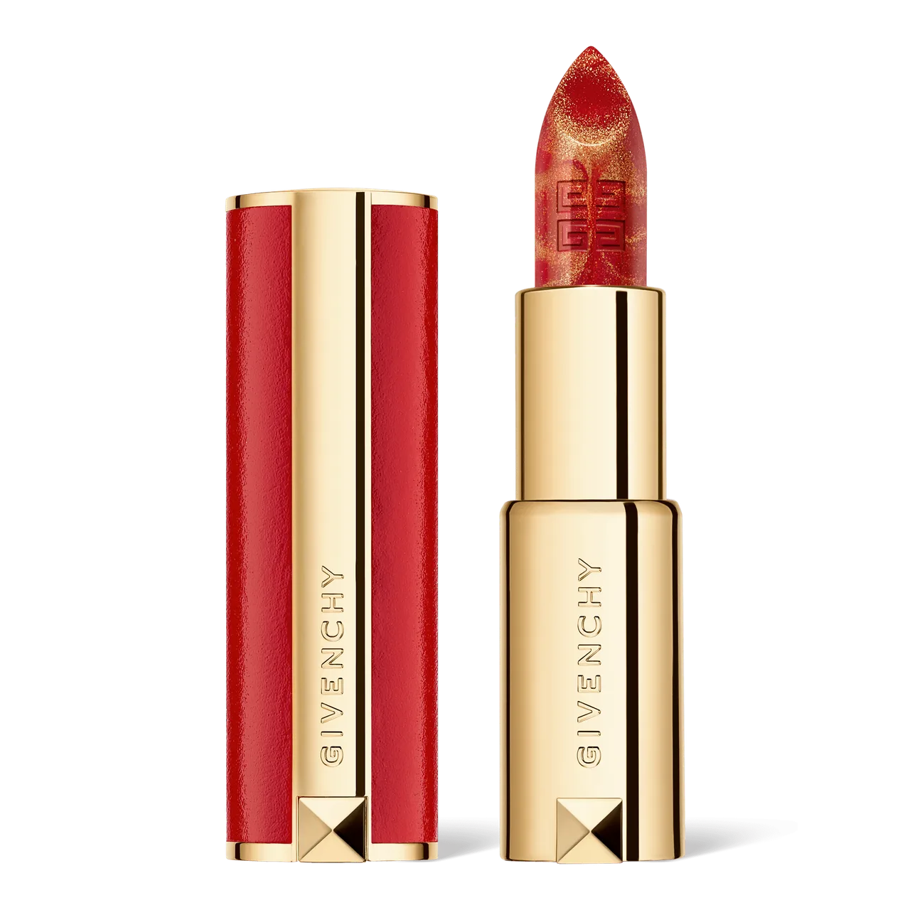 Givenchy CNY 2021 Le Rouge Marble Edition Lipstick, 888 Golden Red Givenchy CNY 2021 Le Rouge Marble Edition Lipstick, 888 Golden Red