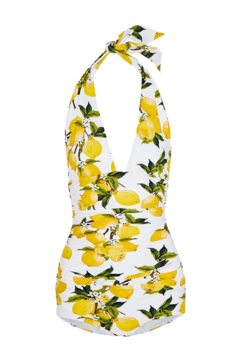 Dolce & Gabbana Printed Halterneck Swimsuit ( net-a-porter.com)