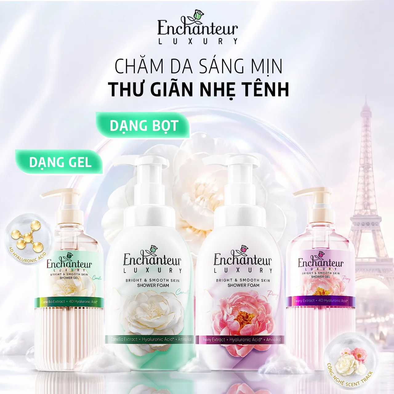 Enchanteur Luxury: Chăm da sáng mịn, thư giãn nhẹ tênh.
